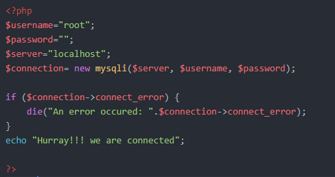 Connecting MySQL database PHP