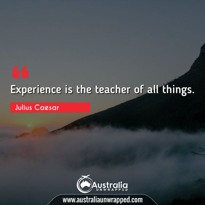 Experience is the teacher of all things.