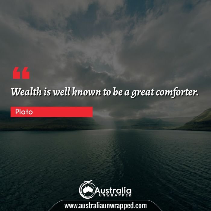 Wealth is well known to be a great comforter.
 