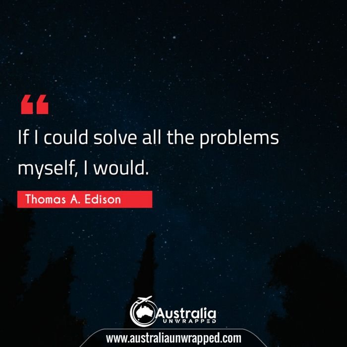 
 If I could solve all the problems myself, I would.