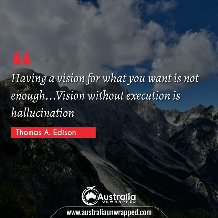  Having a vision for what you want is not enough…Vision without execution is hallucination