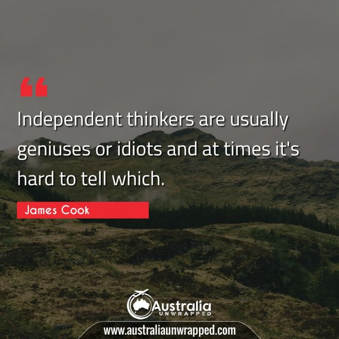  Independent thinkers are usually geniuses or idiots and at times it's hard to tell which.