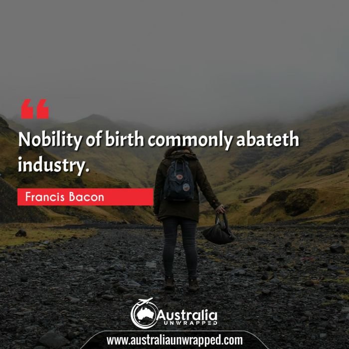  Nobility of birth commonly abateth industry.
