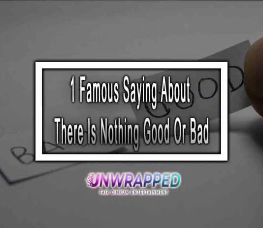 1 Famous Saying About There Is Nothing Good Or Bad