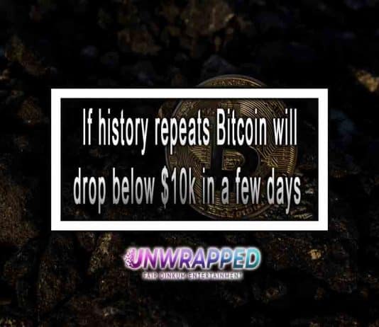 If history repeats Bitcoin will drop below $10k in a few days