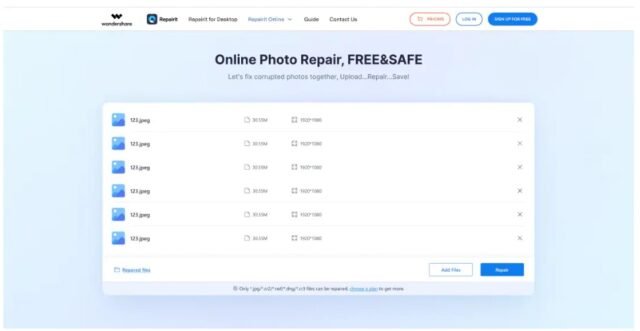 uploaded photo details in repairit online