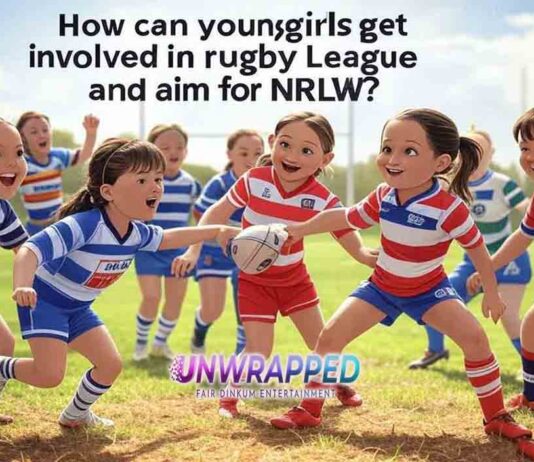 How can young girls get involved in rugby league and aim for NRLW?