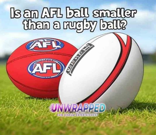 Is an AFL ball smaller than a rugby ball?