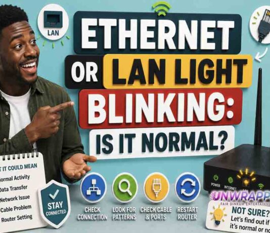 Ethernet or LAN Light Blinking