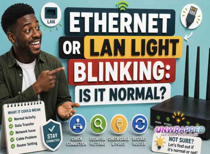Ethernet or LAN Light Blinking Ethernet or LAN Light Blinking