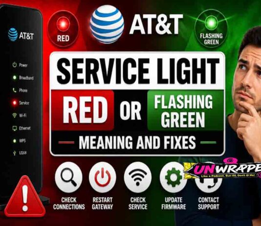 AT&T Service Light Red or Flashing Green
