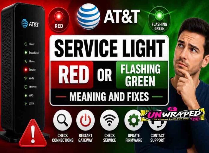 AT&T Service Light Red or Flashing Green